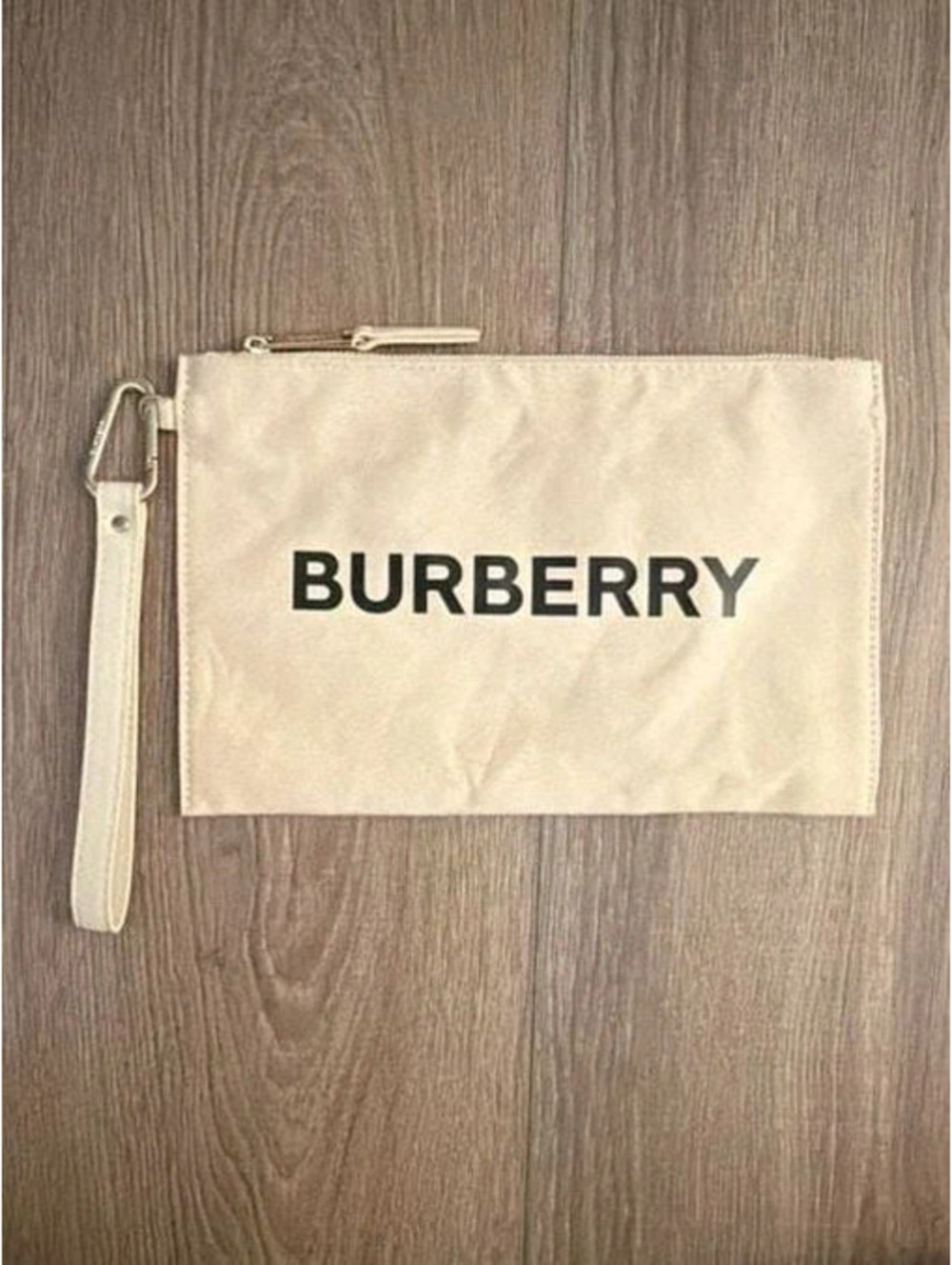 Burberry Canvas Wristlet Pouch with Carabiner